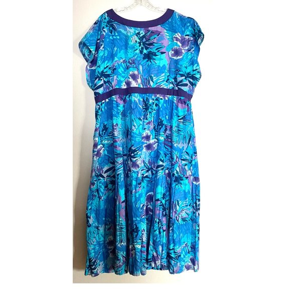 Tropical Blues Maxi Dress lightweight from the Vermont Country Store 3X - Picture 2 of 4